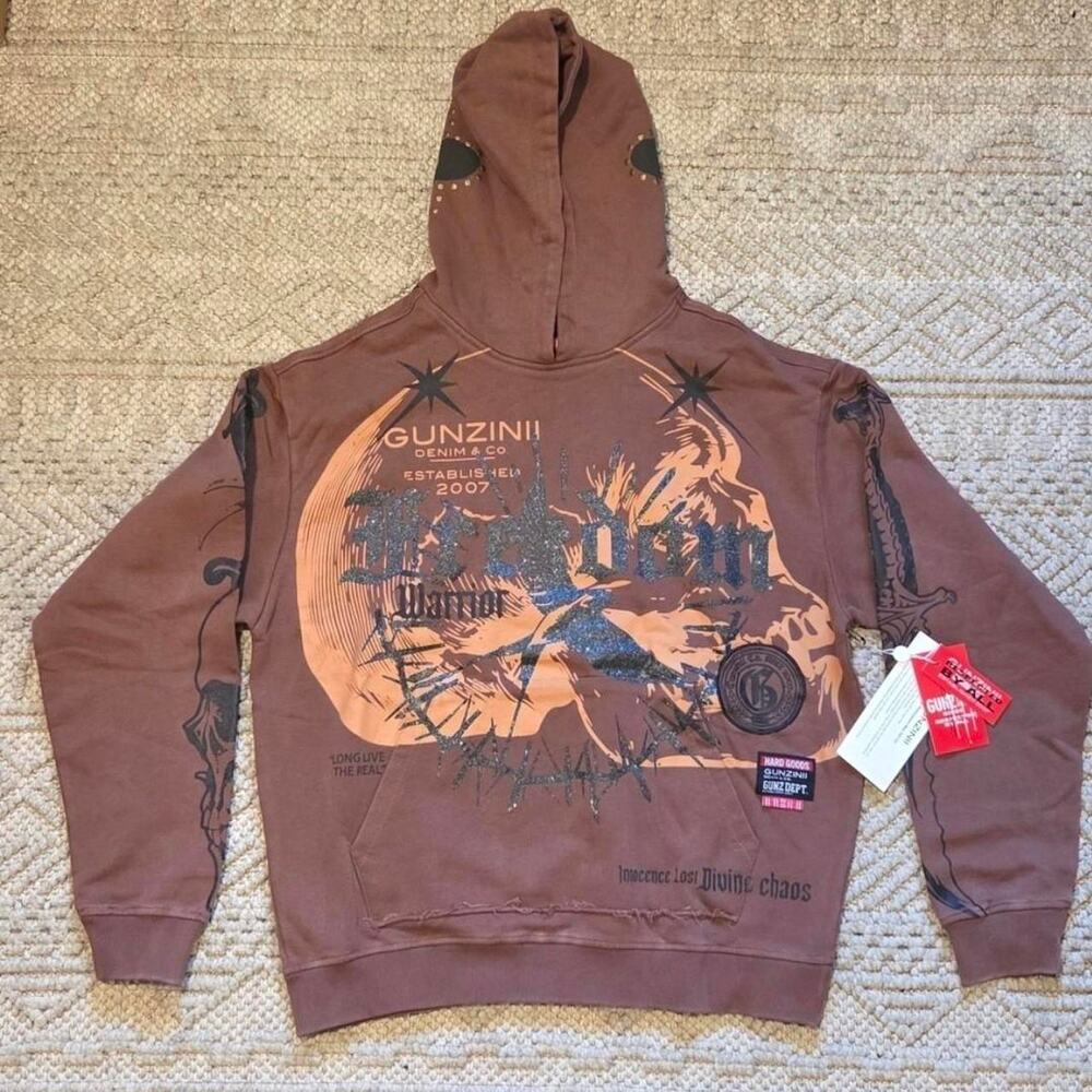 Gunzinii Brown Graphic Hoodie Size Small